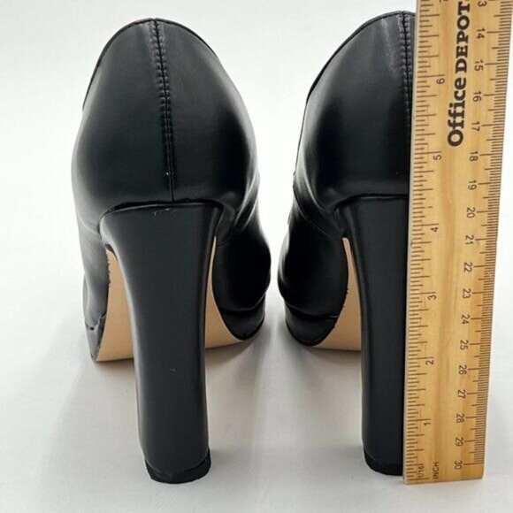 miss left Women's Low Platform High Chunky Heeled Slip On Closed Round Toe Pump - Picture 4 of 6